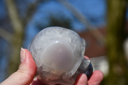 Chalcedony and druzy skull