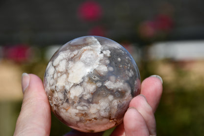 Flower agate sphere