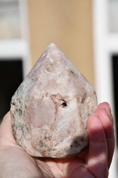 Pink amethyst semi-polished point