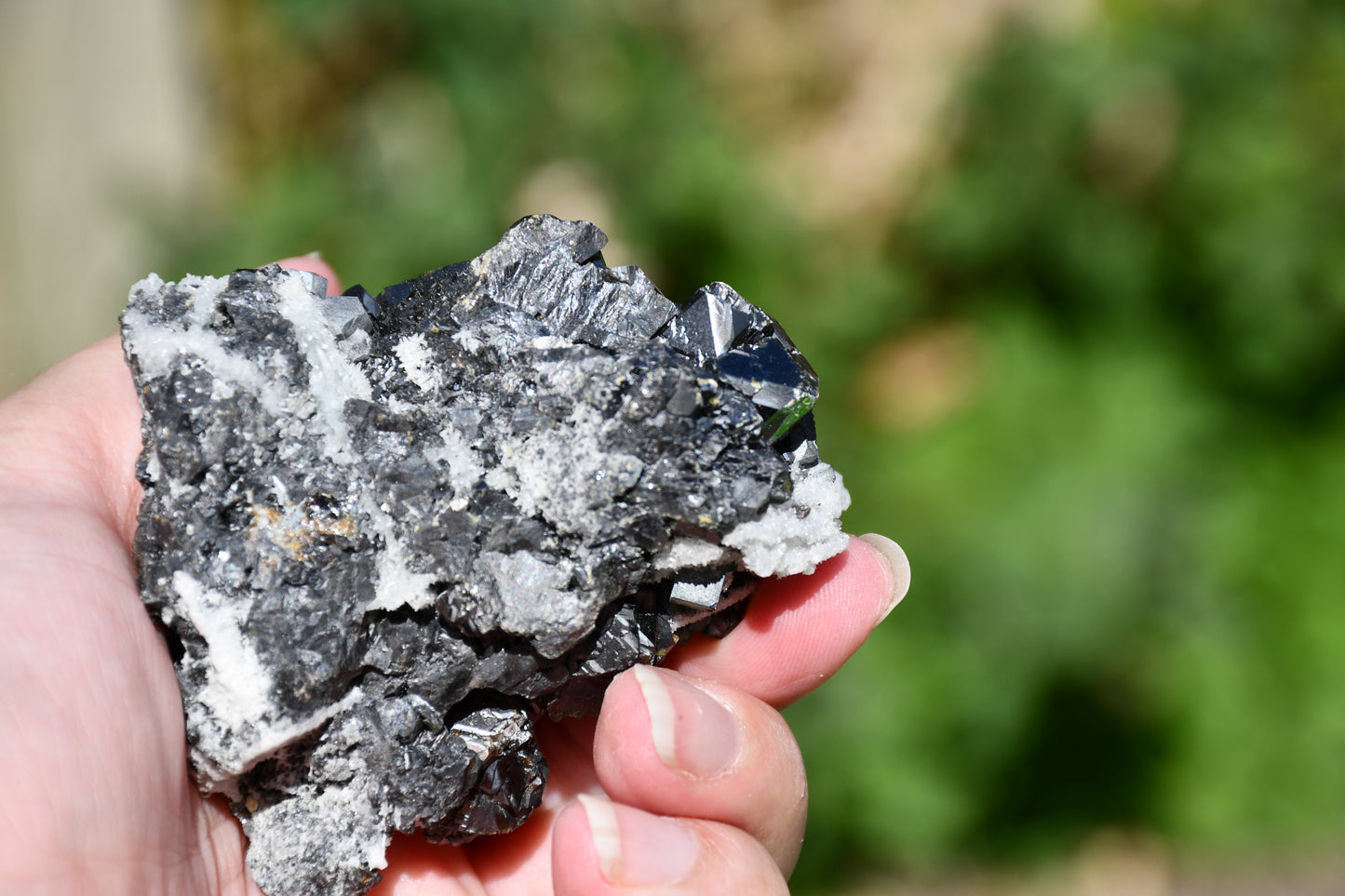 Black tourmaline and quartz cluster